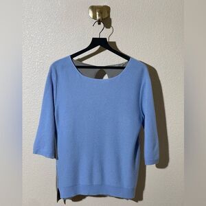 Reed Krakoff Blue Grey Women's Short Sleeve Cashmere Sweater